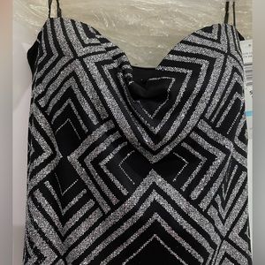 Jump apparel black silver sparkly maxi strapless evening dress Size 5/6 BNWT